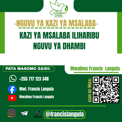 KAZI YA MSALABA ILIHARIBU NGUVU YA DHAMBI.